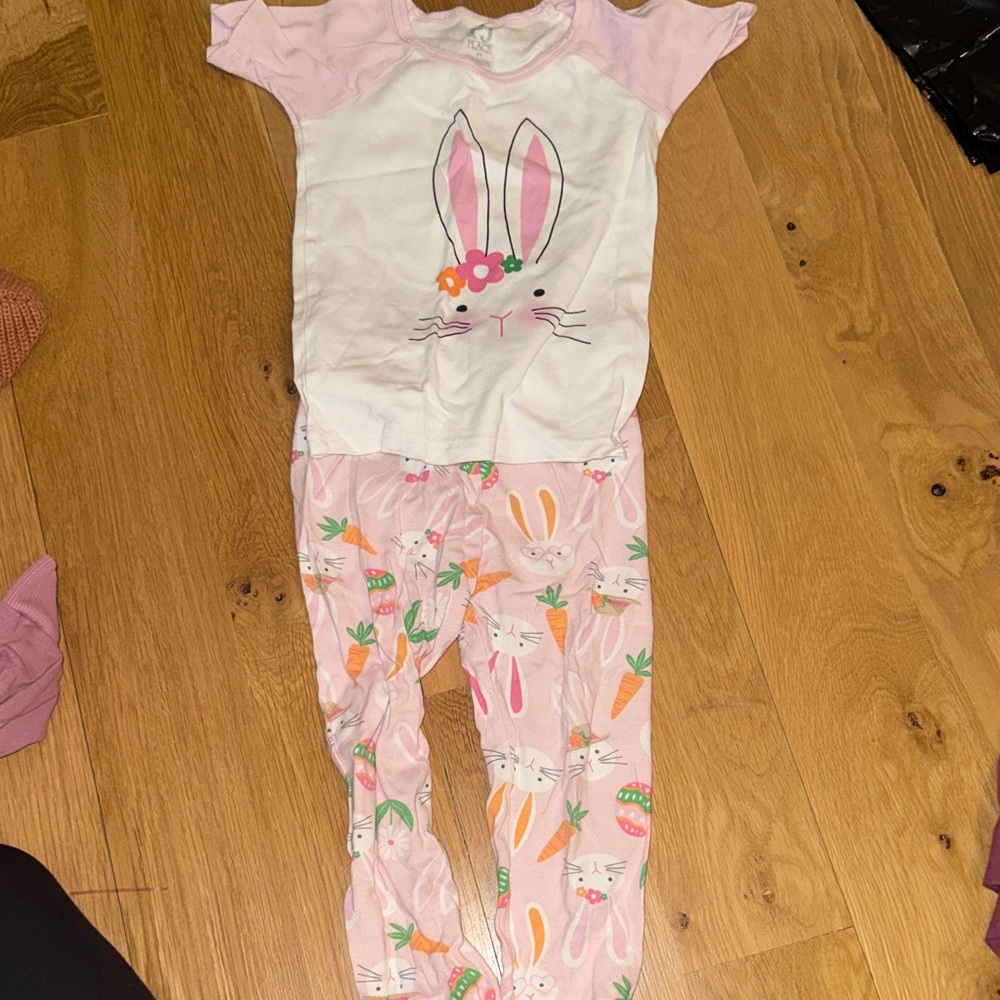 The Children's Place Pink and White Bunny Pajama Set